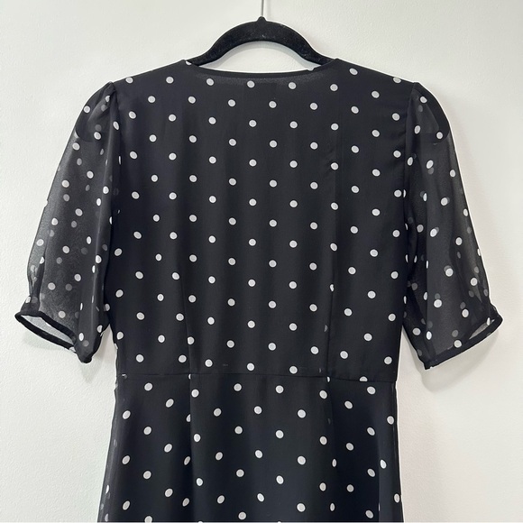 Aritzia Wilfred Button-Front Dress Black & White Polka Dot Sz 0 - Picture 6 of 16